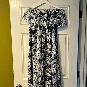 Blue and White off the shoulder maxi dress